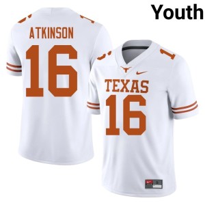 White #16 College Football Youth University UT Tyler Atkinson Jersey 870510-446